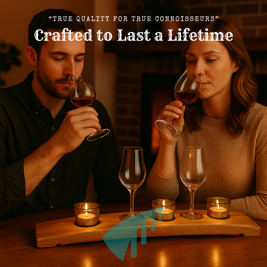 Oak Whiskey Tray with Candle Holder