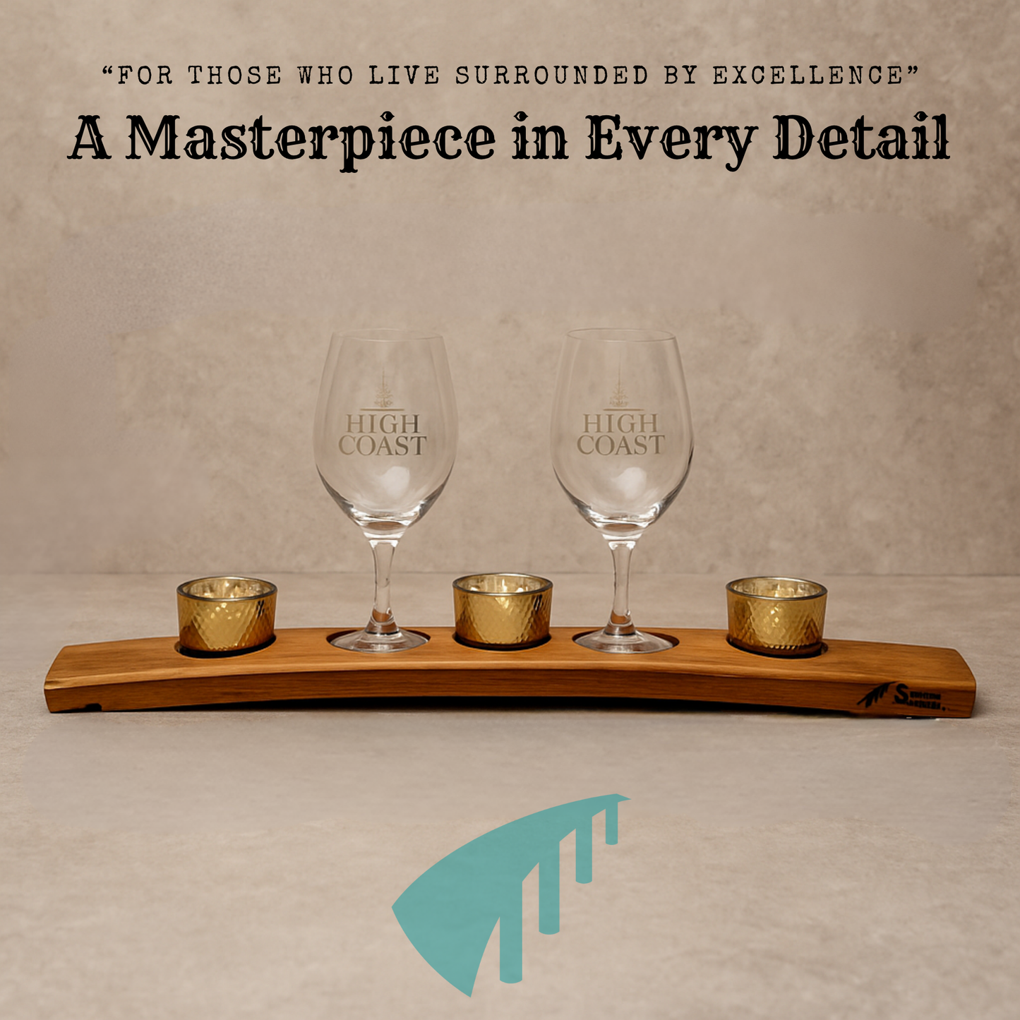 Oak Whiskey Tray with Candle Holder
